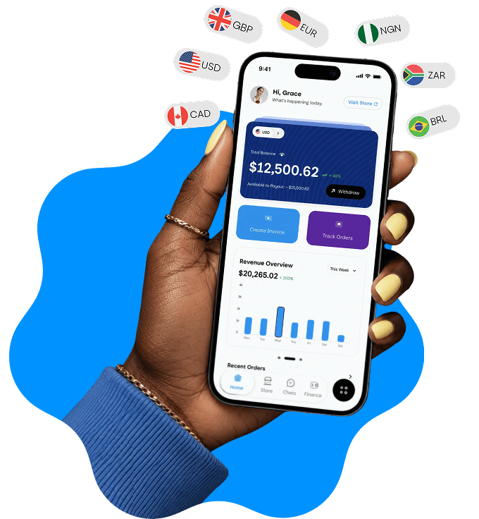 Khaime app shown on a mobile phone with international currency chips
